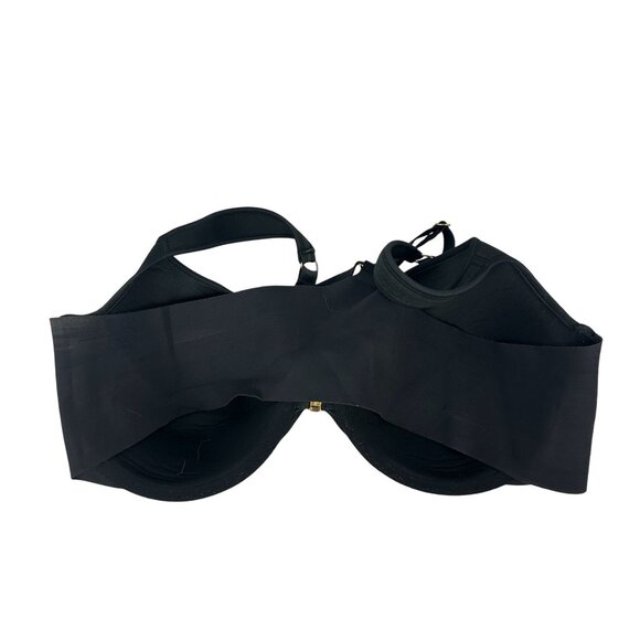 Aisilin Black Full Coverage Underwire Bra Gold Front Clasp Closure 44D - Picture 3 of 7